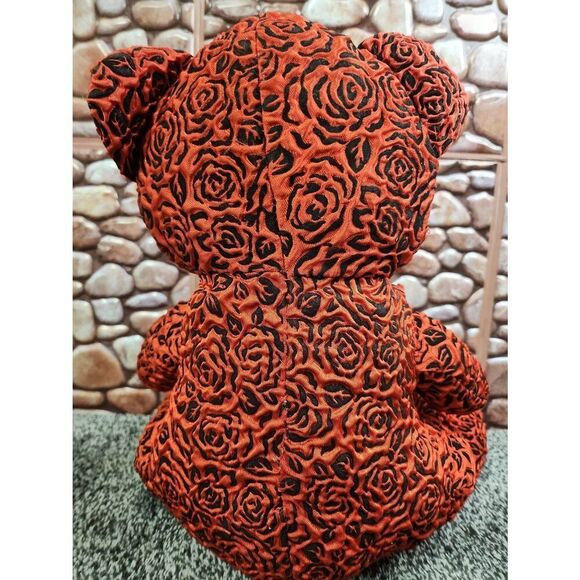 Sugar Loaf Red Bear Unique Textured Rose Pattern Valentine Bear 12" Rare #A74 - Picture 4 of 8